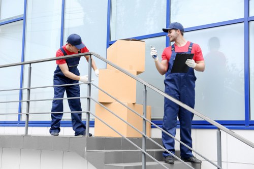 Team member checking a moving route and identifying workplace hazards