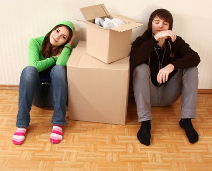 Packed household items ready for transport by a removal company